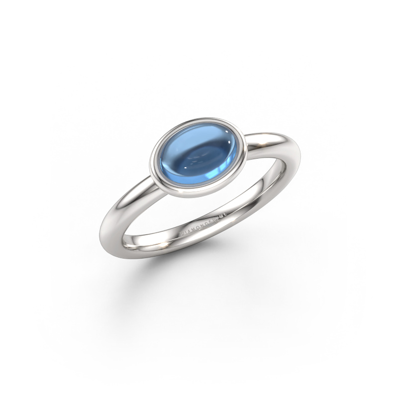 Immagine di Anello Blossom OVL 1 585 oro bianco Topazio blu 7x5 mm