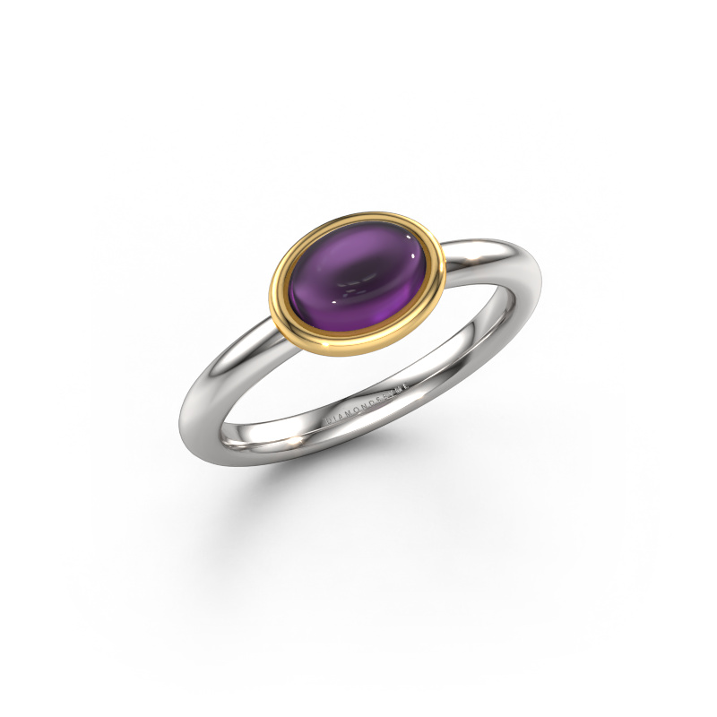 Image of Ring Blossom OVL 585 white gold Amethyst 7x5 mm