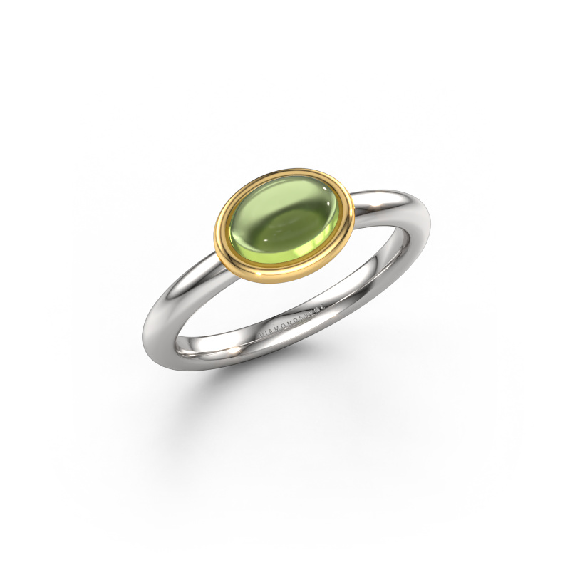 Image of Ring Blossom OVL 585 white gold Peridot 7x5 mm
