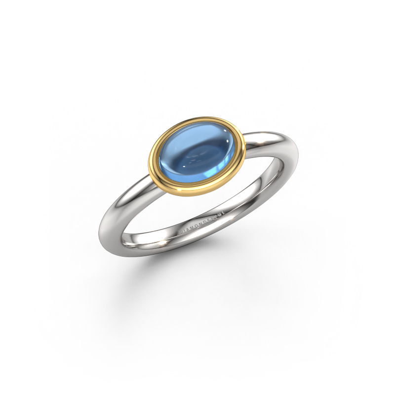 Image of Ring Blossom OVL 585 white gold Blue topaz 7x5 mm