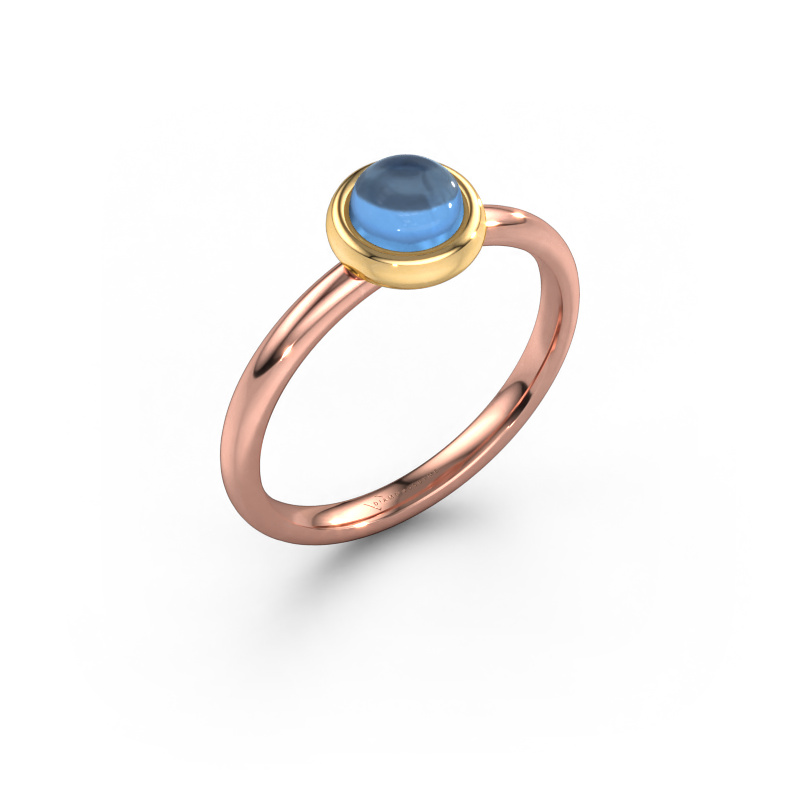 Image of Ring Blossom 585 rose gold Blue topaz 5 mm
