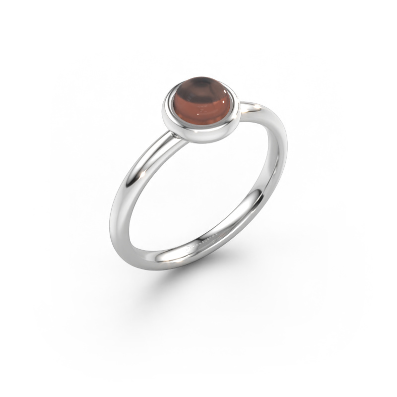 Bild av Ring Blossom RND 585 vitt guld Rökkvarts 5 mm