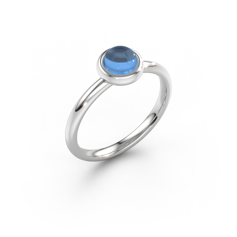 Bild av Ring Blossom RND 585 vitt guld Blå topas 5 mm
