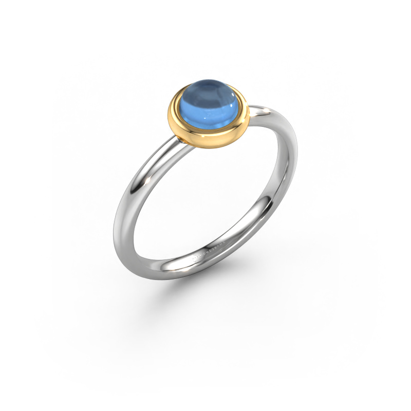 Bild von Ring Blossom 585 Weißgold Blau Topas 5 mm