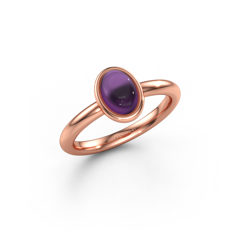 Immagine di Anello Blossom OVL 2 585 oro rosa Ametista 7x5 mm