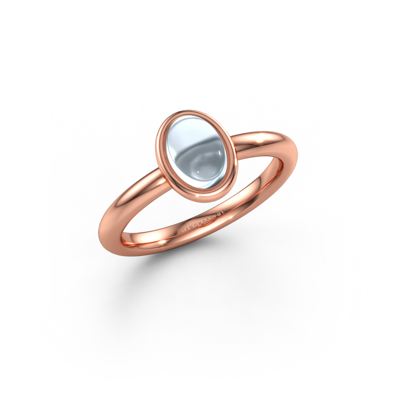 Immagine di Anello Blossom OVL 2 585 oro rosa Acquamarina 7x5 mm