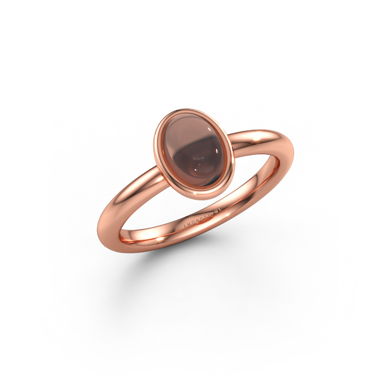 Immagine di Anello Blossom OVL 2 585 oro rosa Quarzo fumé 7x5 mm