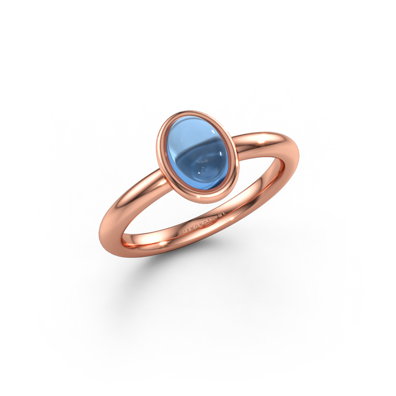 Bild av Ring Blossom OVL 2 585 roséguld Blå topas 7x5 mm