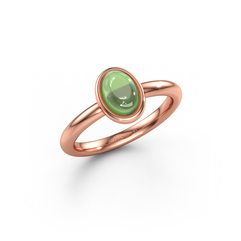 Immagine di Anello Blossom OVL 2 585 oro rosa Tormalina verde 7x5 mm