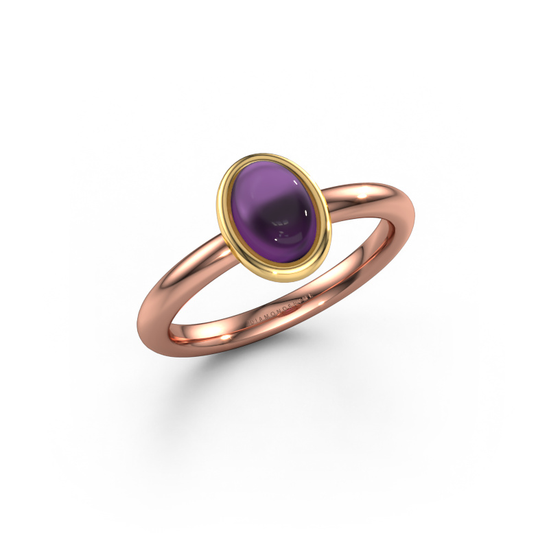 Image of Ring Blossom OVL 2 585 rose gold Amethyst 7x5 mm