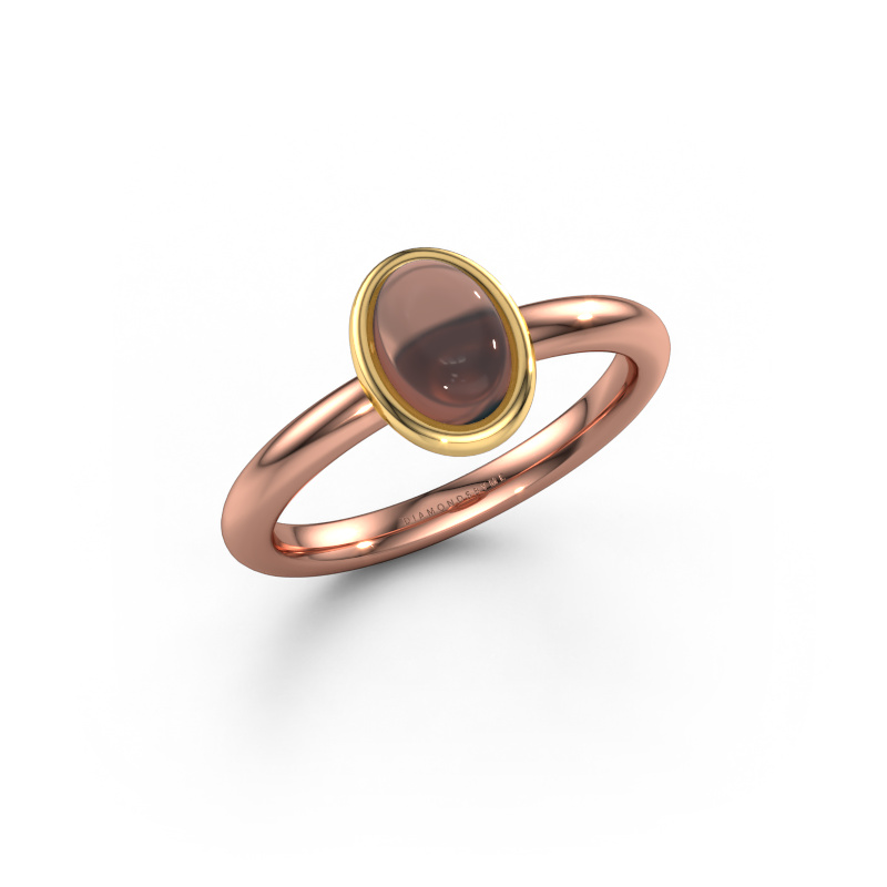 Image of Ring Blossom OVL 2 585 rose gold Smokey quartz 7x5 mm