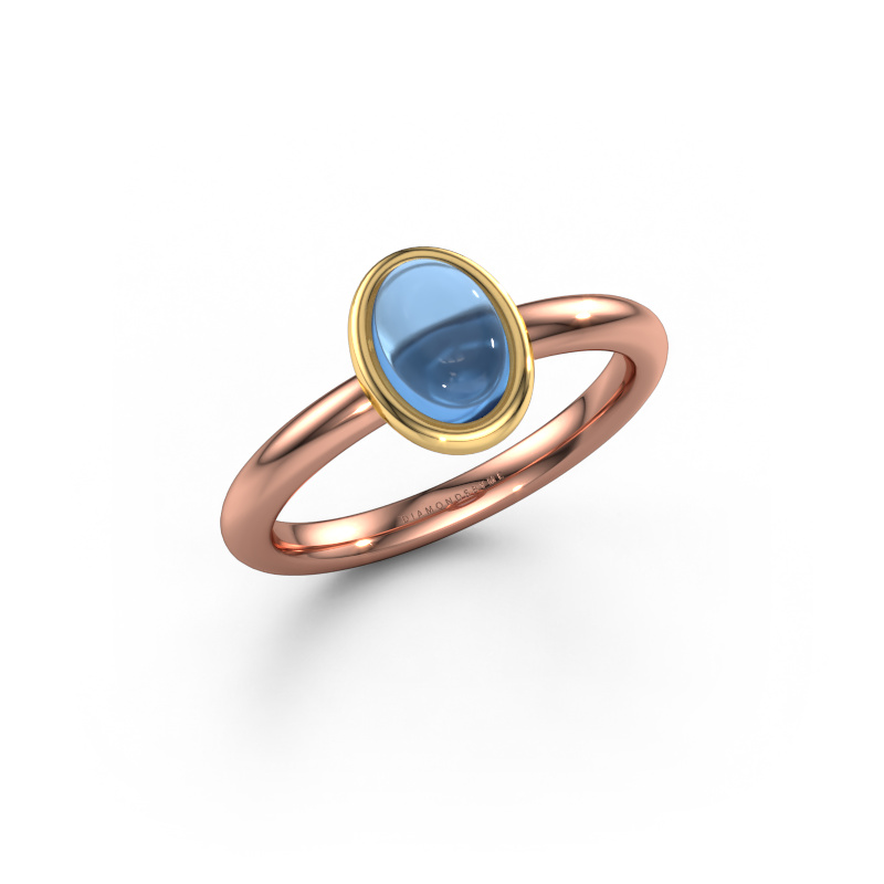 Bild von Ring Blossom OVL 2 585 Roségold Blau Topas 7x5 mm