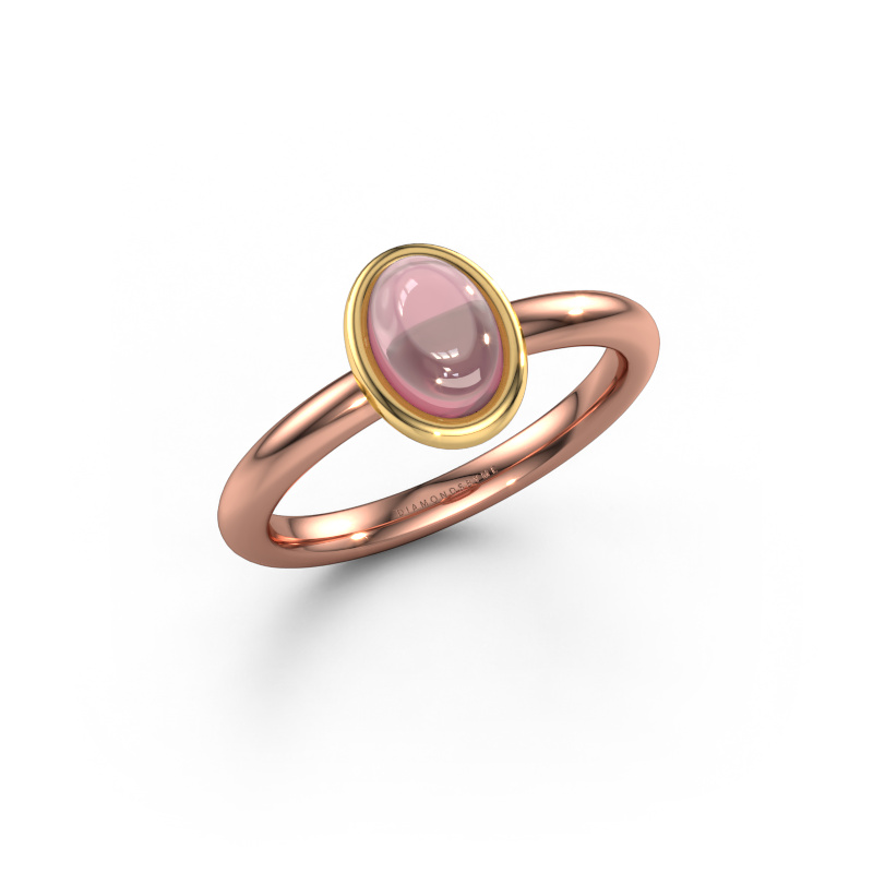 Image de Bague Blossom OVL 2 585 or rose Rose tourmaline 7x5 mm