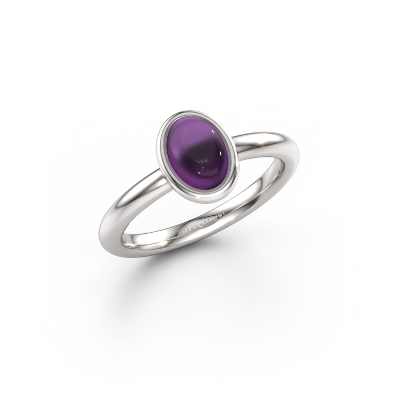 Bild av Ring Blossom OVL 2 585 vitt guld Ametist 7x5 mm
