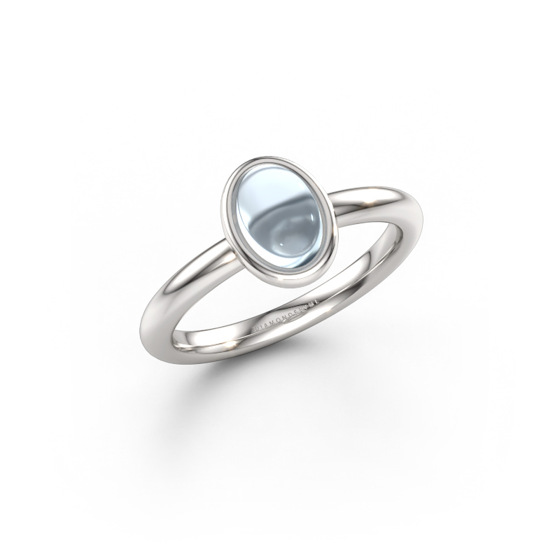 Bild av Ring Blossom OVL 2 585 vitt guld Akvamarin 7x5 mm