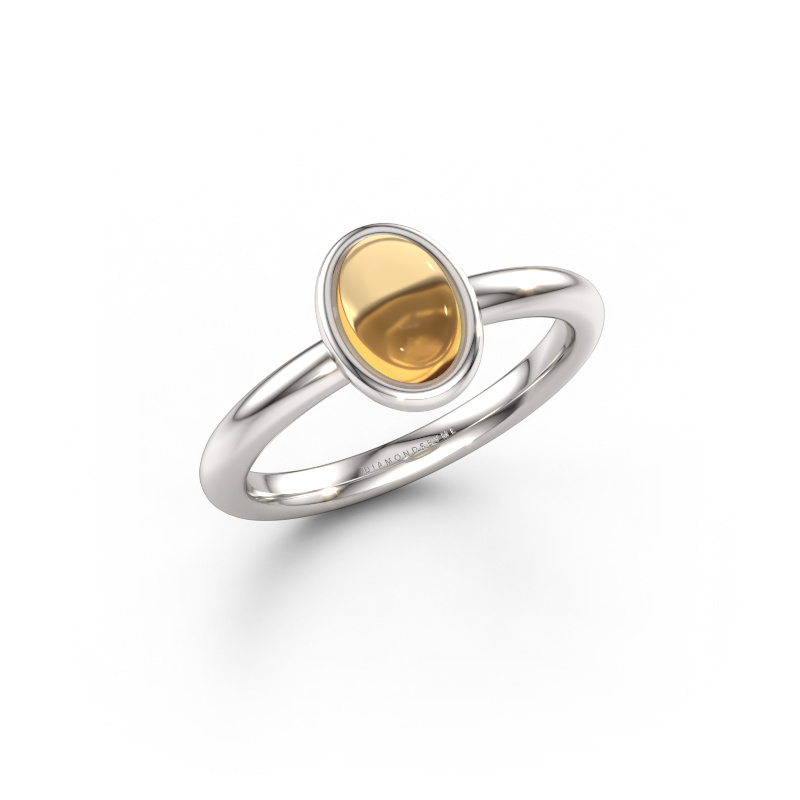 Immagine di Anello Blossom OVL 2 585 oro bianco Citrino 7x5 mm