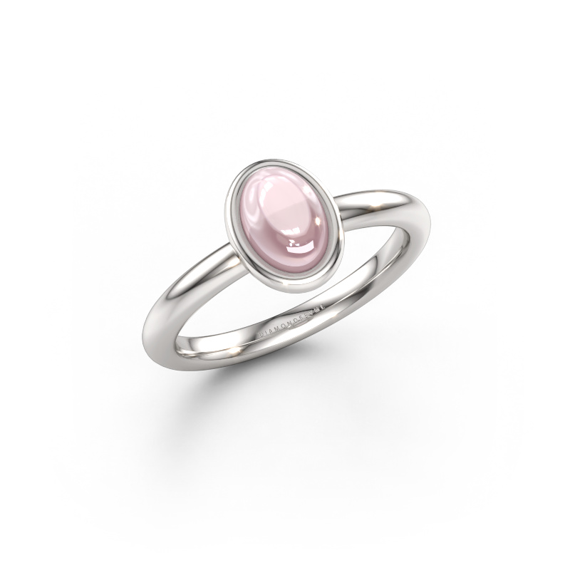 Bild av Ring Blossom OVL 2 585 vitt guld Champagnefärgad morganit 7x5 mm