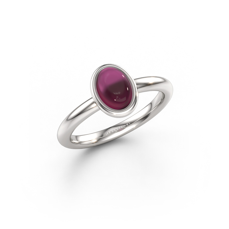 Bild av Ring Blossom OVL 2 585 vitt guld Rodolit 7x5 mm