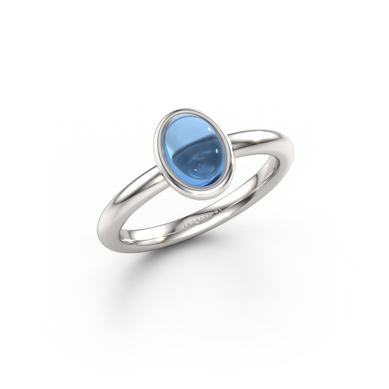 Bild av Ring Blossom OVL 2 585 vitt guld Blå topas 7x5 mm