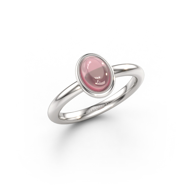 Bild av Ring Blossom OVL 2 585 vitt guld Rosa turmalin 7x5 mm