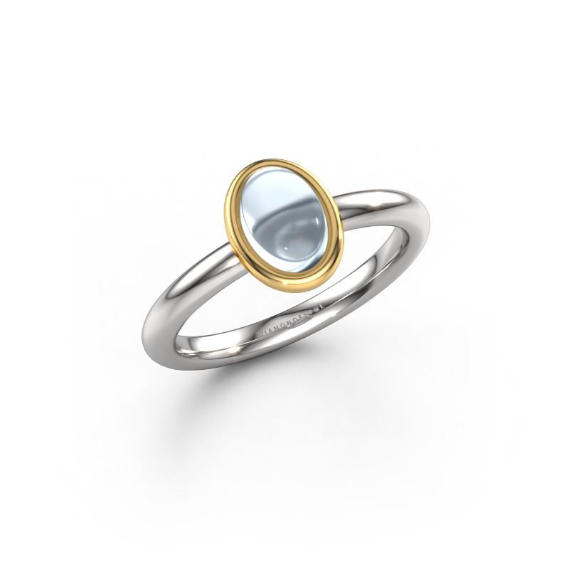 Image of Ring Blossom OVL 2 585 white gold Aquamarine 7x5 mm