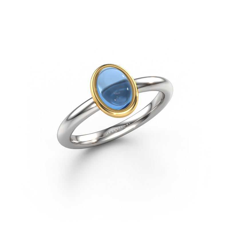 Image of Ring Blossom OVL 2 585 white gold Blue topaz 7x5 mm