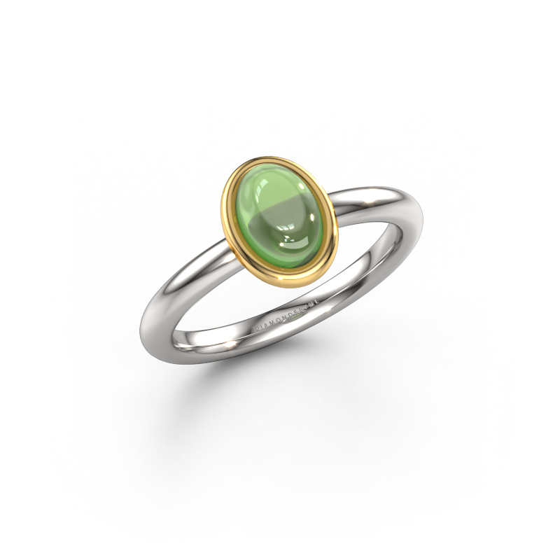 Bild von Ring Blossom OVL 2 585 Weißgold Turmalin grün 7x5 mm