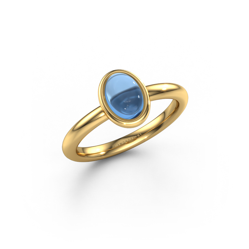 Image of Ring Blossom OVL 2 585 gold Blue topaz 7x5 mm