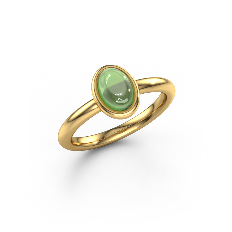 Image of Ring Blossom OVL 2 585 gold Tourmaline green 7x5 mm