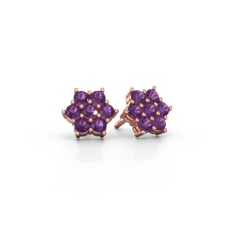 Image of Stud earrings Bonita 585 rose gold Amethyst 2.4 mm