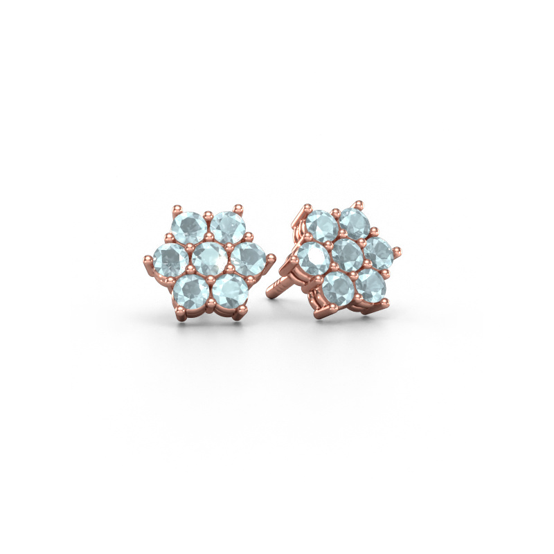 Image of Stud earrings Bonita 585 rose gold Aquamarine 2.4 mm