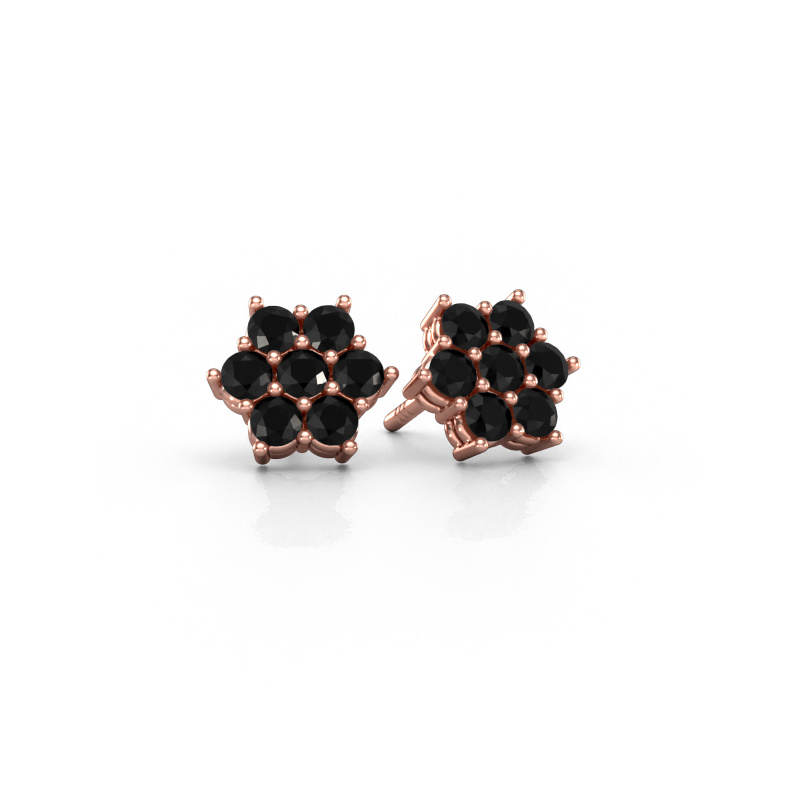 Image de Clous d'oreilles Bonita 585 or rose Diamant noir 0.924 crt
