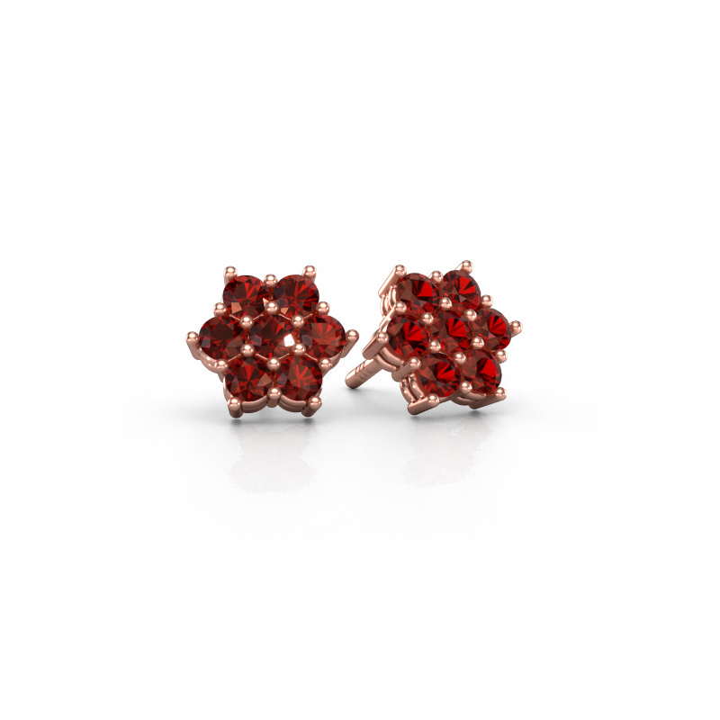 Image de Clous d'oreilles Bonita 585 or rose Grenat 2.4 mm