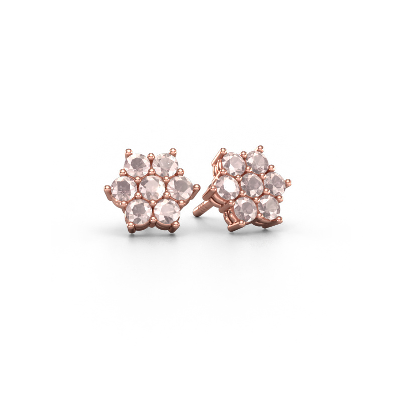 Image of Stud earrings Bonita 585 rose gold Morganite champagne 2.4 mm