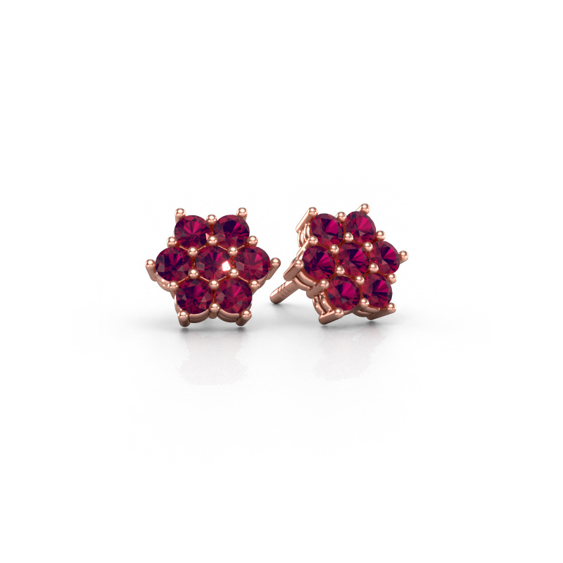 Image of Stud earrings Bonita 585 rose gold Rhodolite 2.4 mm