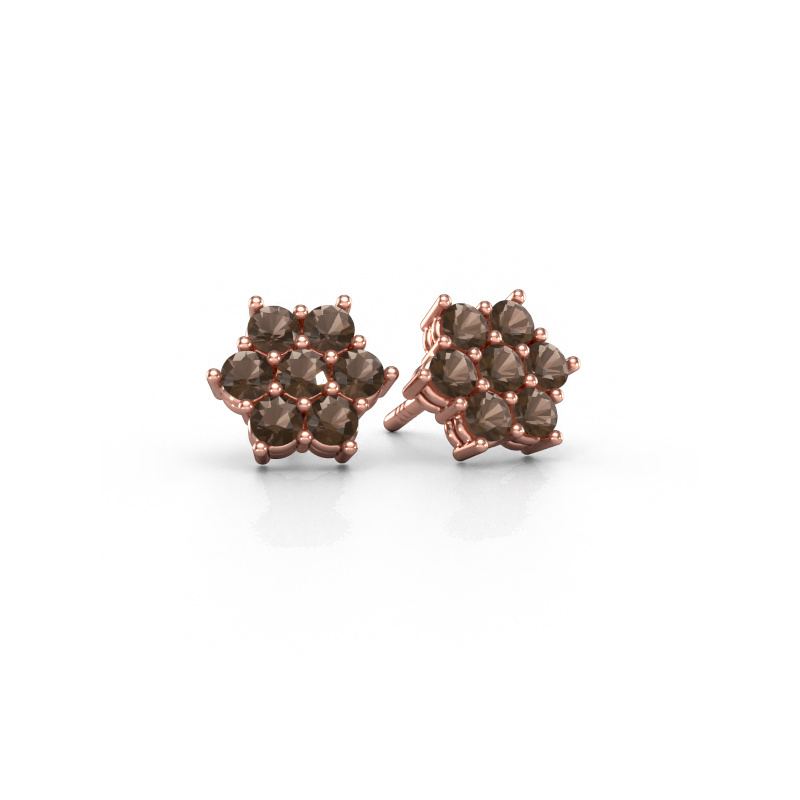 Image of Stud earrings Bonita 585 rose gold Smokey quartz 2.4 mm