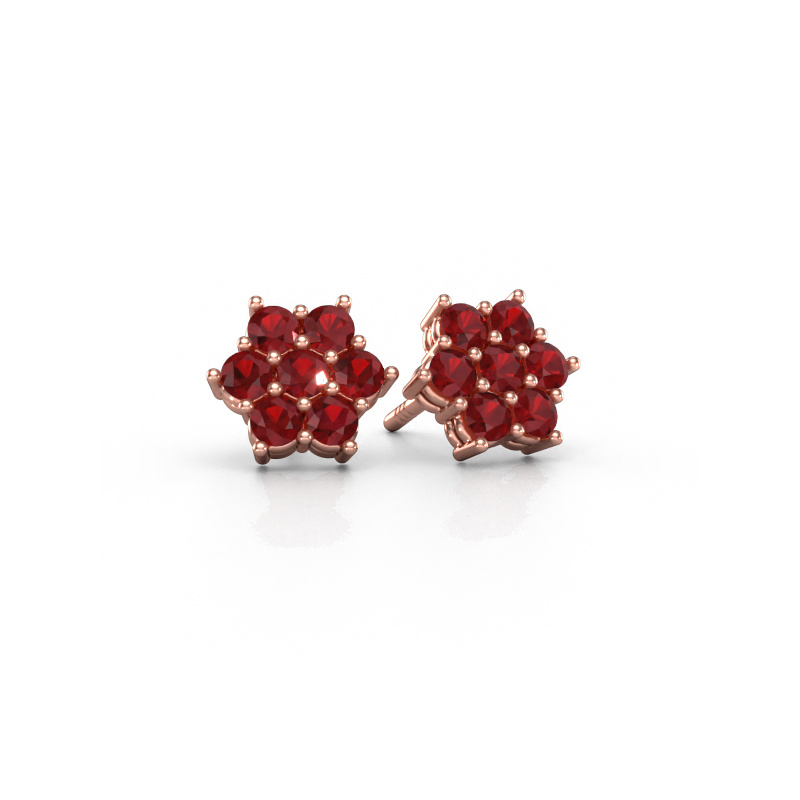 Image of Stud earrings Bonita 585 rose gold Ruby 2.4 mm