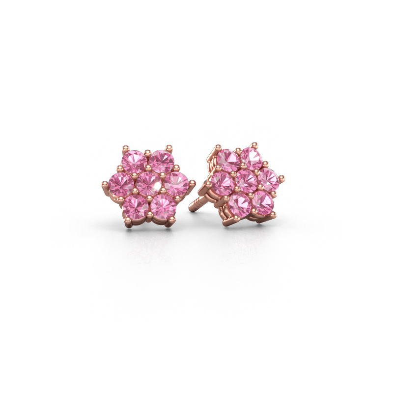 Image of Stud earrings Bonita 585 rose gold Pink sapphire 2.4 mm