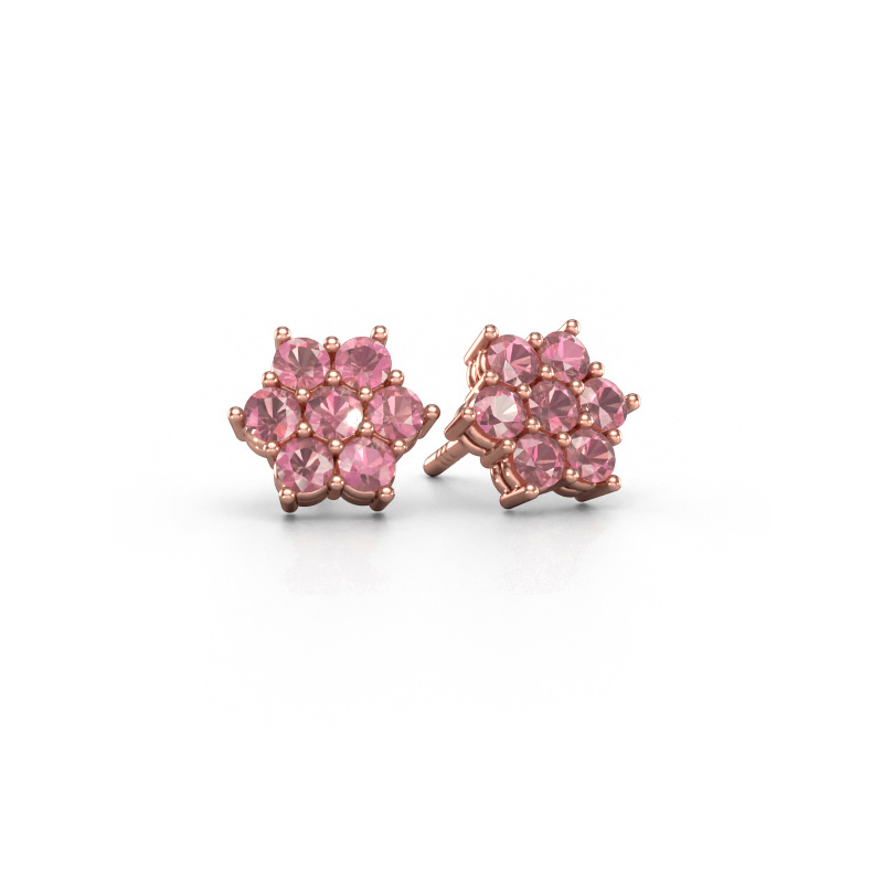Image of Stud earrings Bonita 585 rose gold Tourmaline pink 2.4 mm