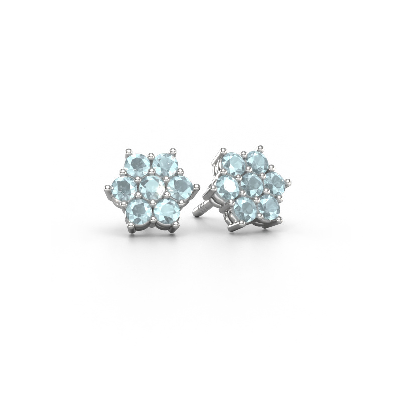 Image of Stud earrings Bonita 950 platinum Aquamarine 2.4 mm