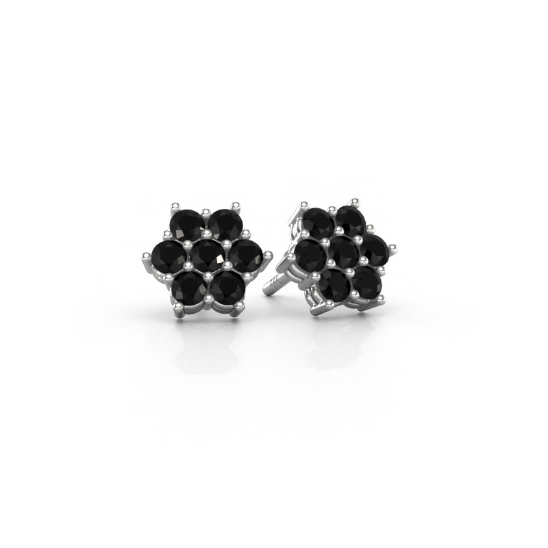 Image de Clous d'oreilles Bonita 585 or blanc Diamant noir 0.924 crt