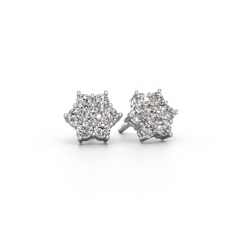 Image of Stud earrings Bonita 585 white gold Zirconia 2.4 mm