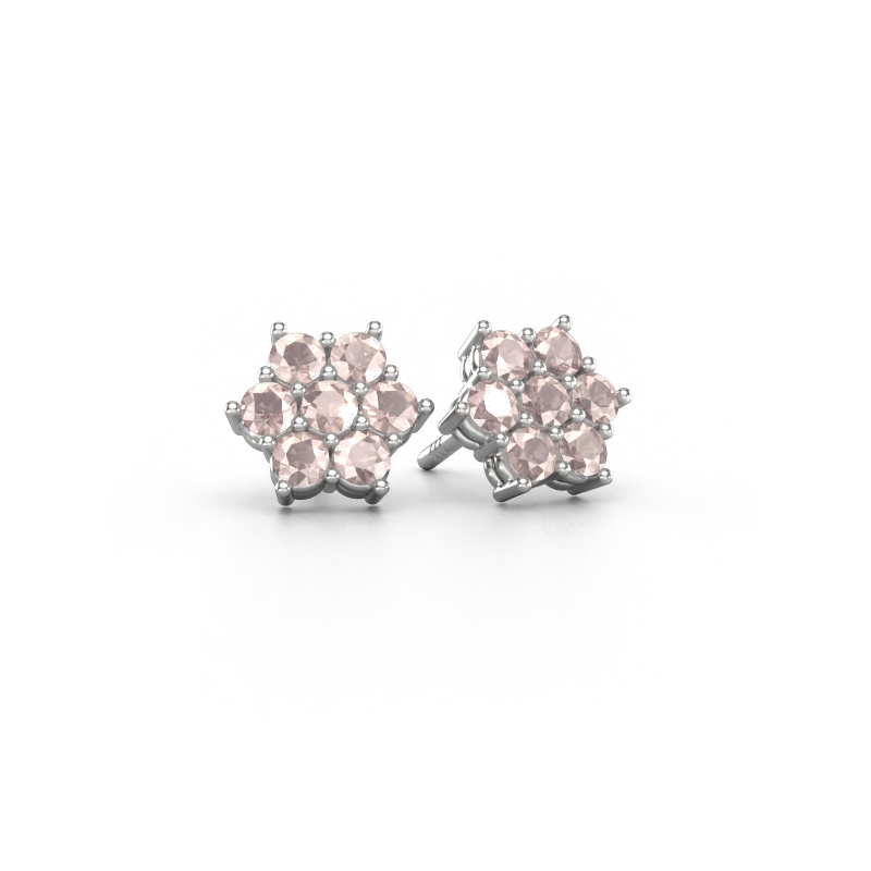 Image of Stud earrings Bonita 585 white gold Morganite champagne 2.4 mm