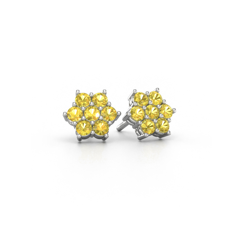 Image of Stud earrings Bonita 585 white gold Yellow sapphire 2.4 mm