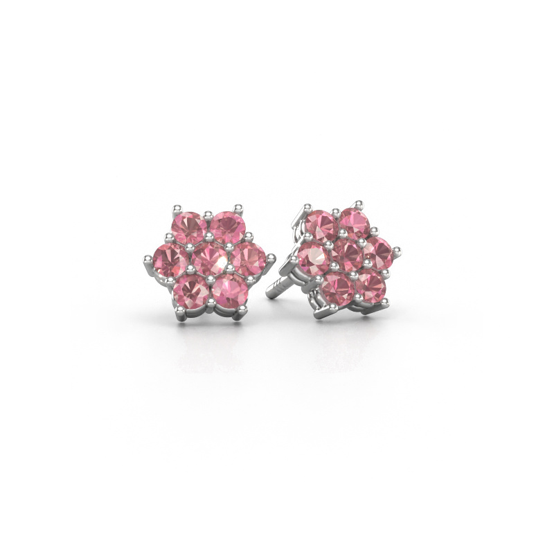 Image of Stud earrings Bonita 585 white gold Tourmaline pink 2.4 mm
