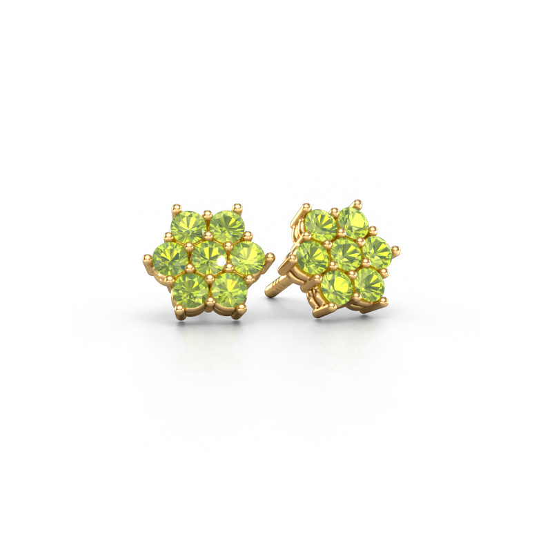 Image of Stud earrings Bonita 585 gold Peridot 2.4 mm
