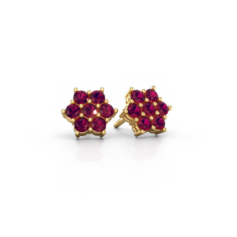 Image de Clous d'oreilles Bonita 585 or jaune Rhodolite 2.4 mm
