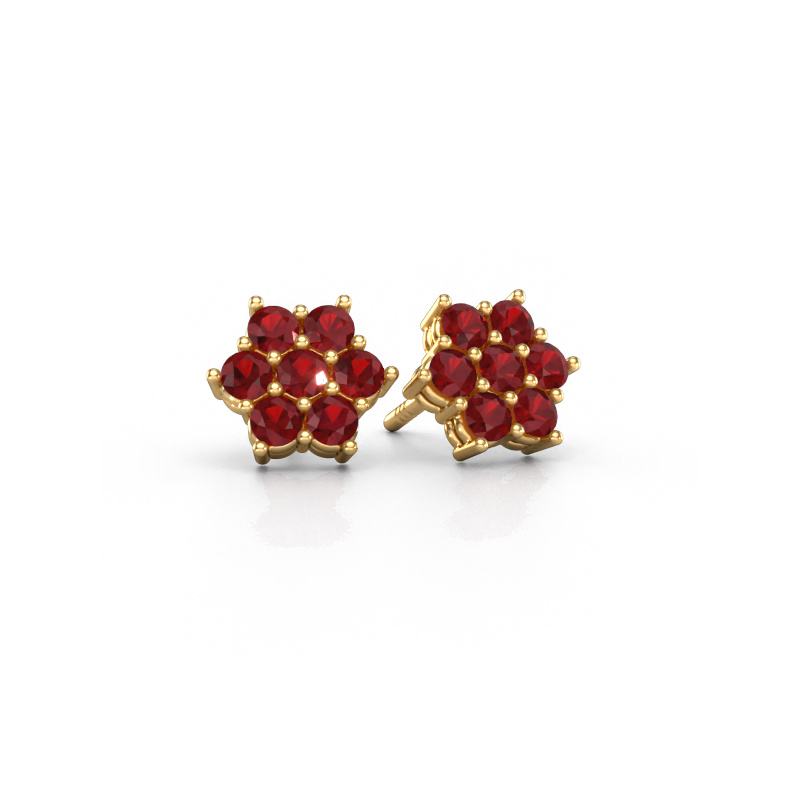 Image of Stud earrings Bonita 585 gold Ruby 2.4 mm