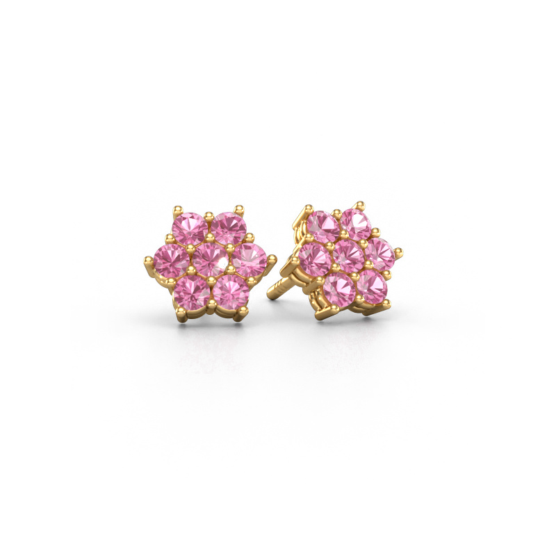 Image of Stud earrings Bonita 585 gold Pink sapphire 2.4 mm