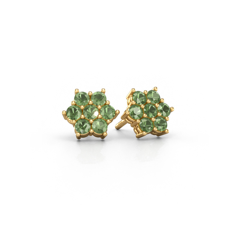 Image of Stud earrings Bonita 585 gold Tourmaline green 2.4 mm